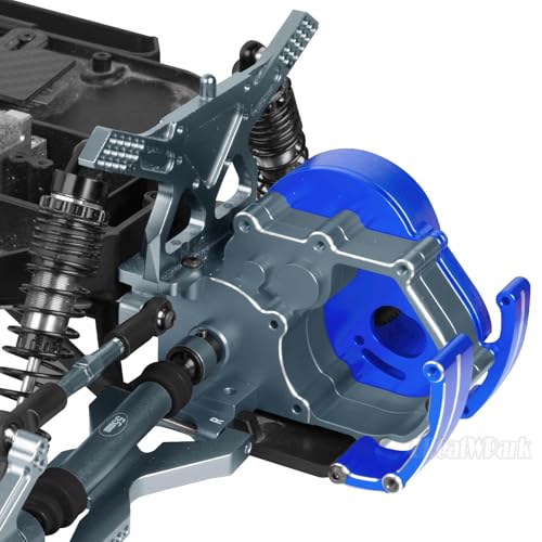 Transmission Case Gearbox w/Spur Gear Upgrades Part for 1/10 Slash/Stampede/Bandit/Rustler 2WD (VXL),RC Aluminum Transmission Gearbox Hops Up,Navy Blue & Titanium - color: Navy Blue - (Gear Gearbox)