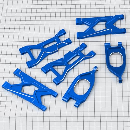 Aluminum Alloy RC Front Upper Lower Suspension Arm Swing Arm &Rear Lower Arm for Arrma 1/10 GORGON 4X2 2WD Gorgon Monster Truck (Blue) - color: Blue