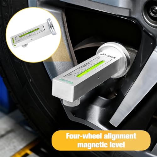Car Adjustable Magnetic Gauge Tool, Vehicle Wheel Camber Castor Pillar Strut Alignment Tool, Magnetic Automotive Castor Gauge, Universal for Truck SUV RV Tyre Repair (Silver) - color: Silver