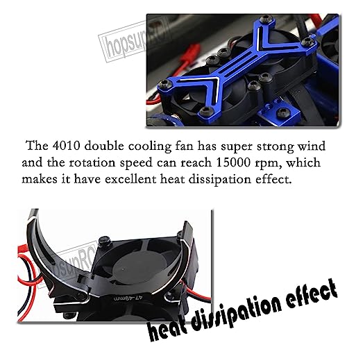 Motor Cooling Fan with 47-49mm Adjustable Mount Upgrades Part for 1/8 1/5 Infraction,Felony,Limitless,4985 1717 Motor,Aluminum 4010 High Speed Cooling Dual Fans 15000 RPM Heatsink,Blue - color: Navy Blue/Cooling Fan
