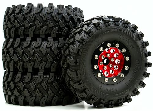 Rc 1.3 Beadlock Wheel Tires Set (Red Black) - color: Red Black
