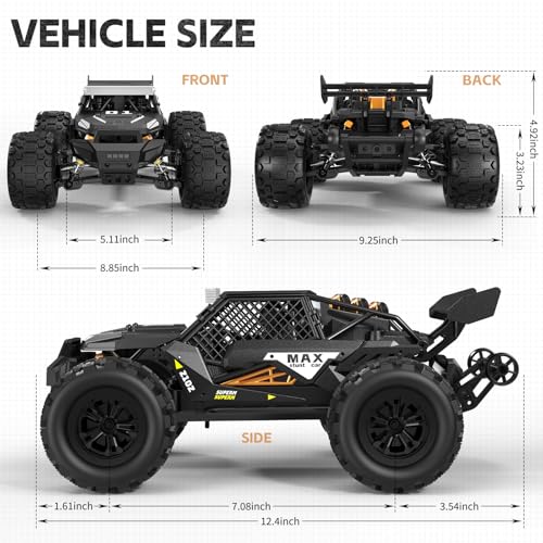 1/16 4X4 Off-Road High-Speed 50+KM/H(Peak) Alloy RC Cars Monster Truck - 390 Motor Durable axle & Suspension RC Truck | 3000mAh Batteries | rc Cars Toys Birthday for Teens Aged 14+ - color: Highspeed Alloy Rc Car