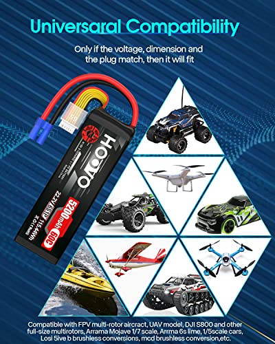 HOOVO 6S Lipo Battery 22.2V 10000mAh 120C RC Battery EC5 Plug 2 Pack | Soft Case,Compatible for RC Cars, Drones, DJI, FPV, RC Plane, Racing Hobby - style: 6S 10000mAh Lipo Battery EC5