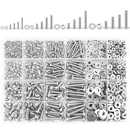 722 Pieces #4-40#6-32#8-32#10-24, Phillips Pan Head Machine Screws Nuts Assortment Kit, 304 Stainless Steel, Fully Machine Thread - size: #4-40 #6-32 #8-32 #10-24