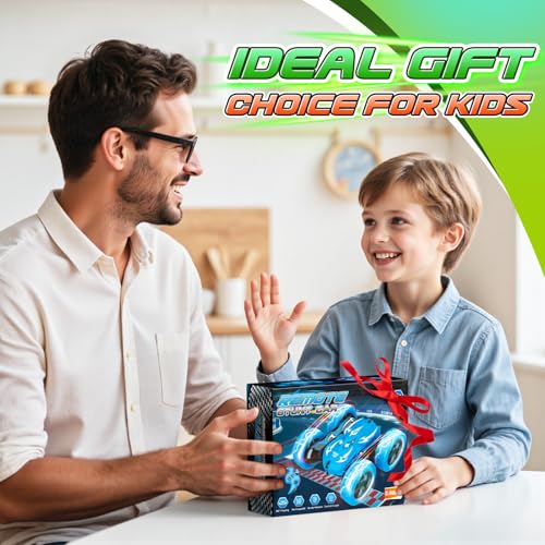 Excitobo Remote Control Car,RC Cars for 4 5 6 7 8 9 10 11 12 Year Old Boy Double Sided 360°Flip 4WD Rechargeable Drift RC Race Car Boys Toys Birthday Gifts Easter Basket Stuffers for Kids Age 4-12 - color: Green