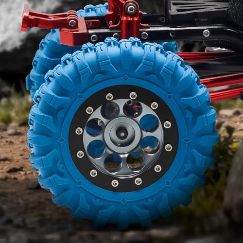 GOUPRC 1.3" Wheel Tires Set, Aluminum Beadlock Rim Swamp Claw Mud Terrain Dragon Claw Tread Pattern Tires for SCX24 TRX4M 1/18 1/24 Upgrade RC Crawler Car Titanium Black - style: Dragon Pattern Titanium Black