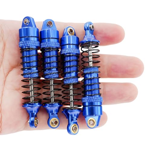 1/18 RC Aluminum Shock Absorbers Set 67mm, Pre-Assembled Suspension Damper Kit for RC Cars, Front Rear Upgrade Parts, 4PCS (Blue) - color: Blue