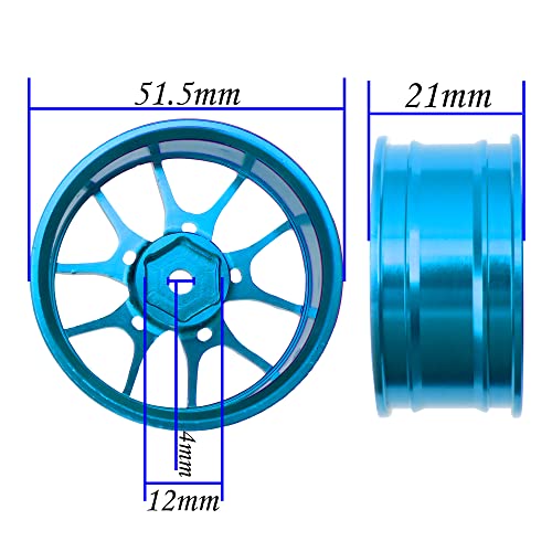 Aluminum Alloy 1/10 On-Road Racing Touring Drift Car Wheel Rims 12mm Hex Hub 26mm Width Compatible with Tamiya TT01 Kyosho RedCat Sakura D4 XIS HSP 1/10 RC Car (Blue) - color: Blue