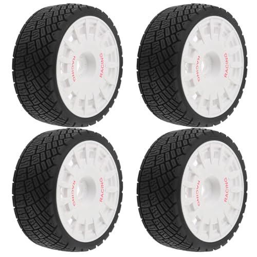 100mm 1/8 RC On-Road Tires and 15-Spokes RC Hard Plastic wheels High Grip Set 17mm Hex For 1/7 1/8 HPI VRX WR8 HSP Hobao Kyosho ARRMA Redcat Losi KM C3 CNE Ford W200 (White) - color: White
