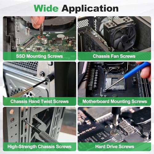 430Pcs Computer Screws Assortment Kit with Motherboard Standoffs & Screws, Computer Case Screws for SSD, Hard Drive, GPU, Fan & More PC Parts, Ideal for DIY PC Maintenance