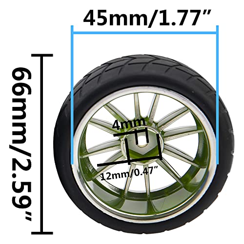4Pcs 2.59in Rubber Tires & 12mm Hex Plastic Wheel Rims Set 14-Spoke w/Foam Compatible with Traxxas Kyosho HPI Tamiya Associated 1/10 RC On-Road Touring Car (Yellow) - color: Yellow