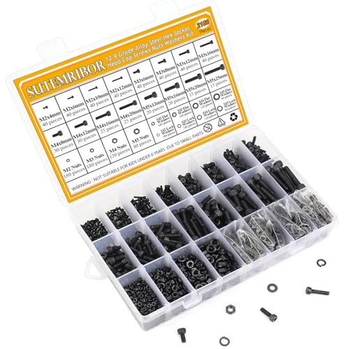 2180 Pieces Black M2 M3 M4 M5 Hex Socket Head Cap Screws Nuts Washers Assortment Kit, Metric Screw Assortment with Hex Wrenches, 12.9 Grade Alloy Steel, Fully Threaded - size: M2/M3/M4/M5, style: Socket Head