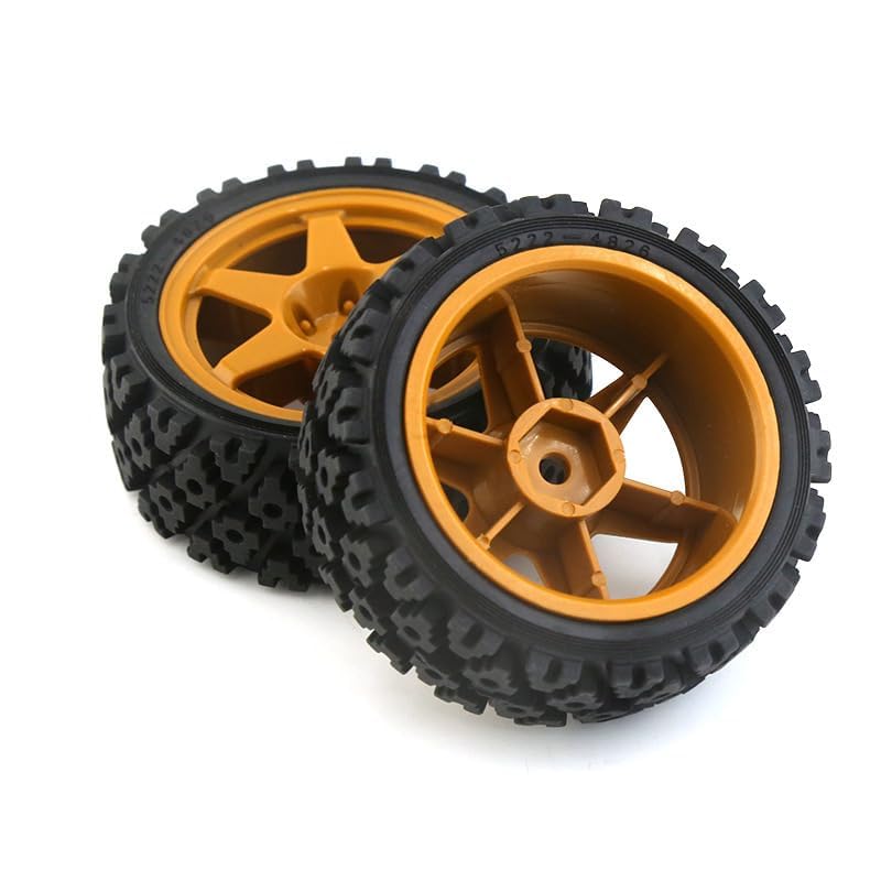 Levigo RC Buggy Rubber Mud Rally Tires Wheel Compatible With Tamiya 1/10 TT01/TT02/XV-01 /HPI RS4 RC Upgrade Spoke Black Tyres