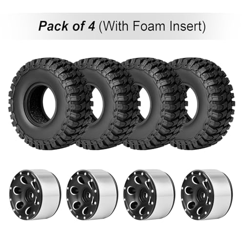HobbyPark 1.0 Beadlock Wheels for TRX4M AX24 SCX24 FCX24 Enduro24 1/18 1/24 RC Crawler Car (Style C with Tires) - style: Style C with Tires