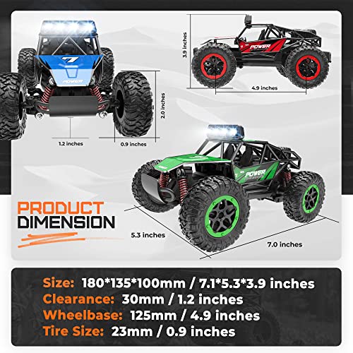 BEZGAR TB201 RC Cars-1:20 Scale Remote Control Car-2WD High Speed 20 Km/h Electric Toy Off Road Vehicle Monster Truck Crawler with LED Headlight and Rechargeable Battery for 8-12 Year Old Boys Girls - color: Tb201-blue