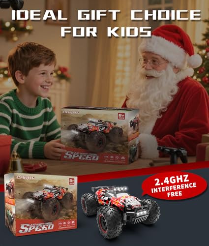 Remote Control Car 26KM/H with Proportional Throttle- 1:18 RC Car | Proportional Throttle, Fast Speed Car with Trubo Button, 2.4GHz Remote Control Off-Road Car for Kids 8-12 with LED Lights - color: Red