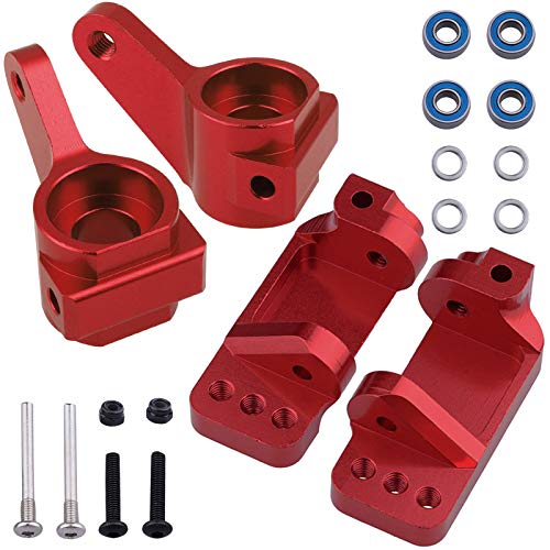 Hobbypark Aluminum Caster Blocks C-Hubs & Steering Blocks Knuckles for Traxxas 1/10 2WD Slash, Rustler, Stampede, Nitro Slash, Replace 3632 3736 (Red) - color: Red