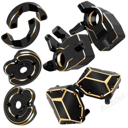 Brass Portal Covers Weights/Axle Diff Cover/Inner Portal Covers Front Steering Knuckles Upgrades Part for SCX10 III,Rc Upgrades Part Hops Up for SCX10 III,Replace AXI232026/AXI232006,Black