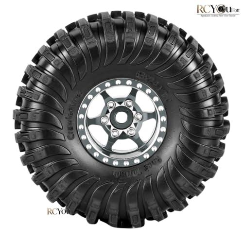 RC 1.0 Beadlock Wheels Tires Set for 1/24 SCX24 FCX24 1/18 Trx4m RC Crawler Car,Aluminum Wheel Rims/Soft Rubber Tires Wheel Tire,(4PCS) 1.0 Beadlock Wheels,Titanium - color: Titanium- (Wheel Tires)