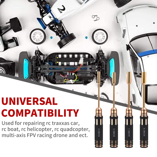 Hex Nut Screw Driver Set Titanium Nitride Coated Repair Tools Kit,4.0mm 5.5mm 7.0mm 8.0mm RC Multi-rotors Model Screwdriver Tool Kits (4PCS)