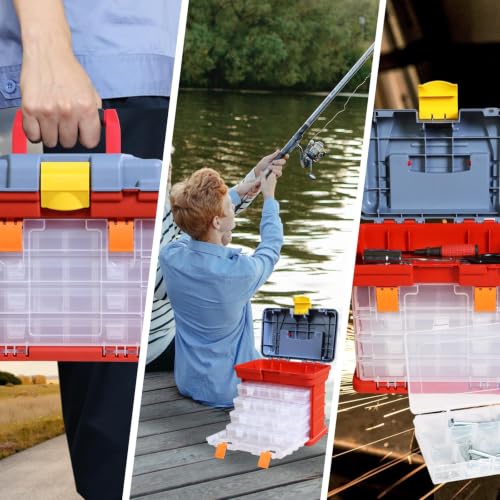 Torin Portable Tool Box, Small Parts Organizer with Drawers, tackle box | Customizable Compartments for Hardware, Fishing Tackle, Beads, or Crafts - size: 11IN