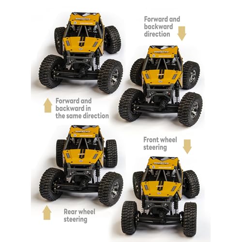TOUCAN RC HOBBY US in Stock UDI RC UCX2405PRO 1/24 4x4 RC Rock Crawler Model Brushless Motor ESC Radio Controlled Off-Road Vehicles RTR Car attery for Ages 14+ - color: Yellow Black