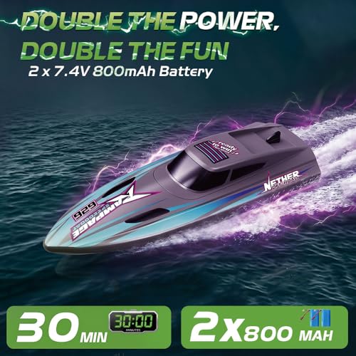 ARRIS Brushless RC Racing Boat with Auto Flip and LED Lights RTR | High-Speed Performance, Waterproof Hull, Propeller Drive, Pool & Lake Ready - color: Brown