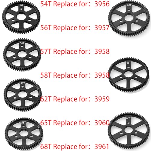 32P Spur Gear, 54T 0.8 Metric Pitch, Compatible with 32P, Hardened Steel 54 Tooth 0.8M Spur Main Gear for 1/10 TRAXXAS Ford Rustler Slash Stampede 4X4 Summit T-Maxx E-REVO Jato Arrma, Replace #3956 - size: M0.8-Spur Gear-54T