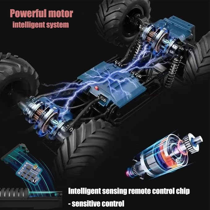 1/8 Scale Large Remote Control Cyber Pickup Truck, 4WD Off-Road RC Monster Truck, 2.4Ghz All-Terrain Climbing Car with Sound & Light Effects, Alloy Body, Ideal Gift for Kids Age 6+ - color: 1/8 Truck