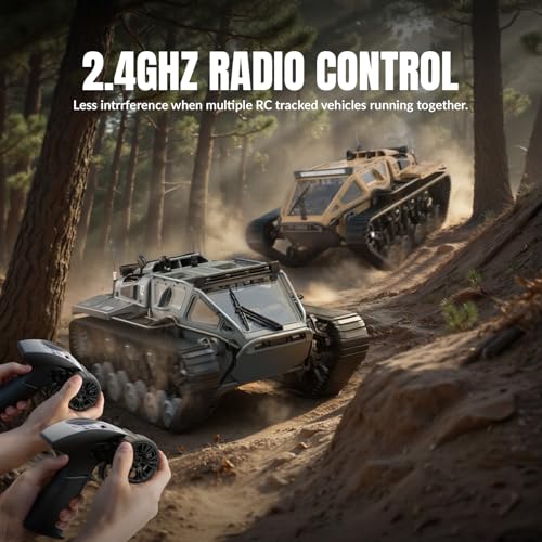 RC Tank, 1:16 Remote Control Truck for Beginners & Adults | Off-Road RC Trucks, 4WD Crawler, 360° Rotating Drifting, 2 Batteries - color: Yellow, size: 1:16
