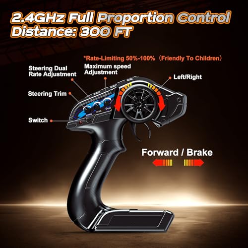 1/14 Brushless RC Cars for Adults, Max 42mph Oil Shock Absorber Electric 4WD High-Speed Off-Road RC Car, Remote Control Car for Adults RC Truck with Two 3S LiPo Batteries 1200 mAh - color: Purple