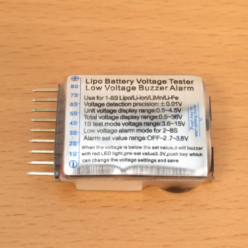 RotorLogic® 1-8S LiPo Battery Voltage Meter Checker Tester with Buzzer Alarm (2-Pack)