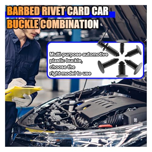146PCS Auto Body Shield Retainer Fastener Clip Assortment Kit, 6 Popular Sizes Nylon Fenders Bumper Clips with Fastener Remover, Blind Rivets Double End Xmas Tree Retainer Rocker Moulding Clips