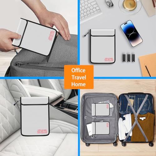 5"x8" Fireproof Lipo Safe Bag with Fireproof Zipper Fireproof Edge wrapping Fireproof wire,Home Office Travel Safe Storage for Cash Valuables Passport Power bank Lipo Battery(13 * 20cm Silver) - size: 13*20cm Silver