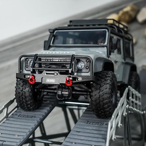 INJORA 26g Rear Bumper - CNC Aluminum Bumper with Light for 1/18 RC Crawler TRX4M Defender Upgrade - size: Rear