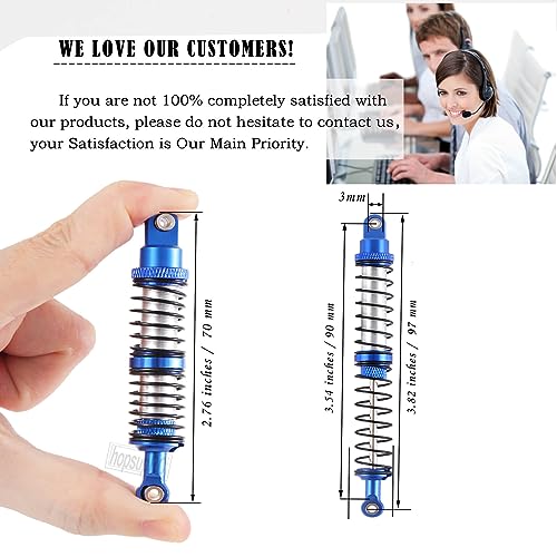 90mm RC Shocks Absorber Upgrades for 1/10 RC Hobby Cars,4PCS 7075 Aluminum Full Metal Front Rear Shocks Absorber Damper,Navy Blue - size: 90 MM (3.54 in)