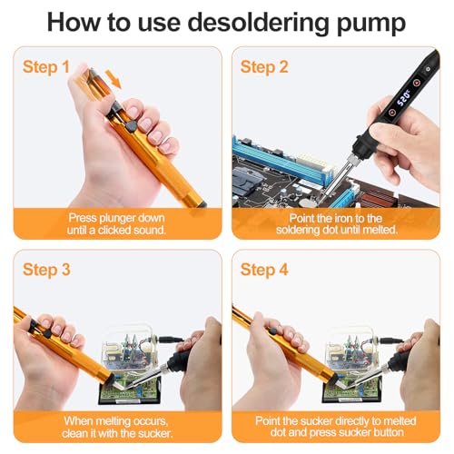 Soldering Iron Kit 80W LED Soldering Gun Adjustable Temp 356-968℉ | 15s Fast Heating Electronics Precision Repair Welding Tools with 50g Solder Wire, 5 Tips, Desoldering Pump, Stand, Tweezers