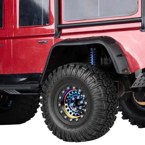 1.9 Beadlock Tire for 1/10 RC Crawler SCX10 90046 AX103007 TRX4 TRX6 Gen7 8 D90 VS4-10 MST CFX, Aluminum Deep Wheel w/Rubber Tires&Super Heavy Brass,1.9" Wheels and Tires,Colour - color: Colour(4pcs)