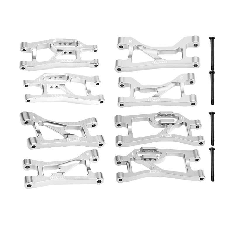 GPM 7075 Alloy Front Upper & Lower + Rear Upper & Lower Suspension Arms for Mini Maxx Monster Truck-107154-1 (Silver) - color: Silver