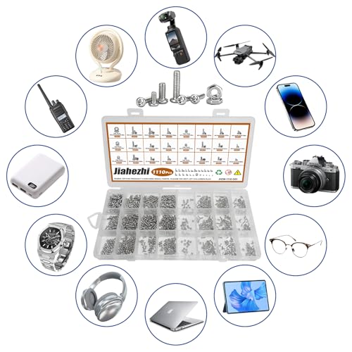1110 Pcs 304 Stainless Steel Micro Screws Nuts Kit | M1 M1.2 M1.4 M1.6 M2 M2.5 Metric Assortment, Phillips Pan Head for Arduino RC Electronics DIY - size: M1/1.2/1.4/1.6/2/2.5-1110 Pcs