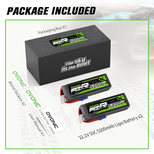 OVONIC Lipo Battery 5200mAh 50C 22.2V 6S RC Battery with EC5 Connector for RC Plane DJI Quadcopter RC Airplane RC Helicopter RC Car Truck Boat 2pcs