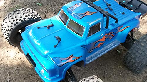 RC car Truck - Tribal Flames - 10pc Body Decal kit - Universal for Arrma Losi HPI Axial Traxxas Redcat Tekno 1/10 1/8 Scale Rock Crawler Stickers (Blue/Orange) - color: Blue/Orange