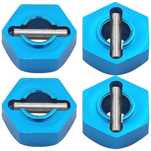 4PCS Vgoohobby Aluminum 12mm Wheel Hex Hubs Mount Adapter with 2x10 mm Pins Compatible with 1/10 RC Car Truck Truggy Buggy,Blue