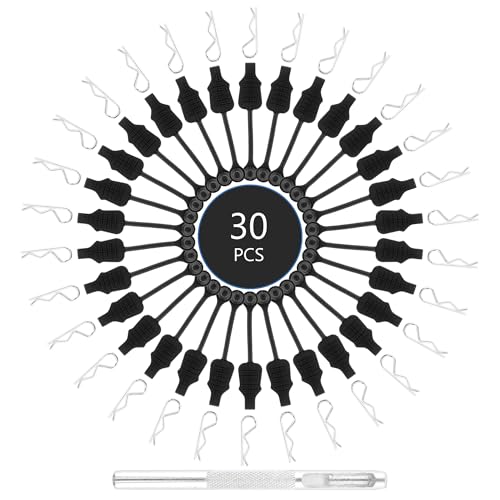 30 Pieces 1.4mm RC Cars Body Clips with Pull Tabs for Universal 1:8 1:10 Remote Control Trucks & 1 PCS Hole Puncher Reamer for RC Body Shell Drills Tool - size: 1.4mm