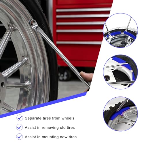 26 PCS Tire Spoons, Professional Tire Spoon Lever Changing Tool with Storage Bag, Universal Steel Tyre Spoon Kit with 4-Way Valve Tool & Rim Protector for Motorcycle Dirt Bike