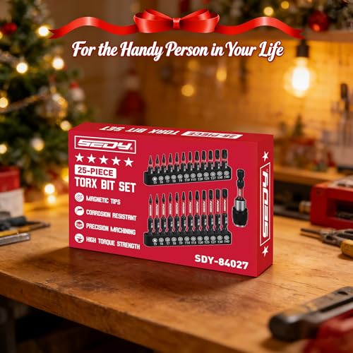 25-Piece Torx Bit Set, 1''&2.5'' Security Tamper Proof Torx Impact Screwdriver Bits, T5-T40 CNC Machined Magnetic Tips, S2 Steel Star Bit, High Torque Strength Precision Tools with Storage Box - style: 25 PCS 1" & 2.5" Torx