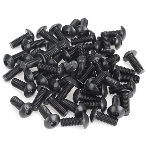 55 Pieces M5 x 12mm Button Head Socket Cap Screws, Thread Pitch 0.8mm, Sutemribor M5 Black Screws, 10.9 Grade Alloy Steel, Black Oxide Finish, Fully Threaded - size: M5 x 12mm, style: Button Head