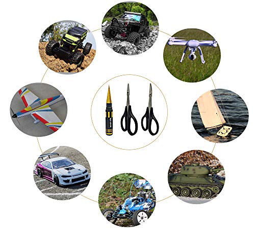 Steel RC Body Reamer and Curved & Straight Scissors for RC Car Bodyshell | 0-14mm RC Body Reamer Hole Puncher with Sleeve and 2PCS Scissors for RC Car Body Shell Mounting Lexan Plastic Trimming Tools