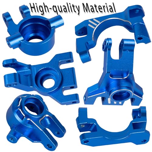 RC Upgrades Part for 1/10 Slash/Stampede/Rustler 4x4 VXL,Aluminum Caster Block,Steering Blocks,Rear Stub Axle Carriers,Steering Bellcranks Hop Ups,Navy Blue