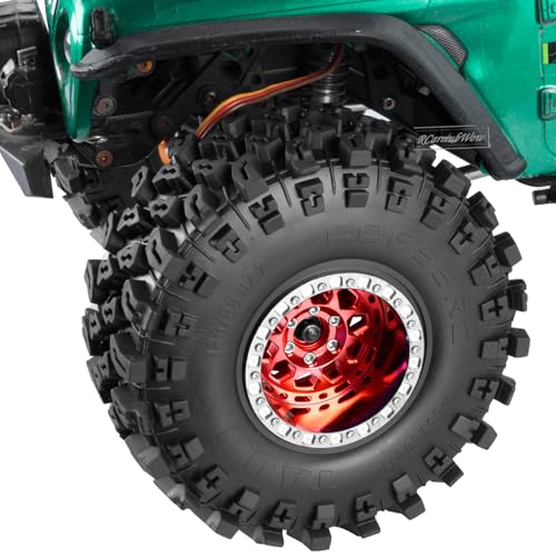 RC Alloy 2.2 Beadlock Wheels for 1/10 SCX10 Capra AMG 6x6 TRX4 Red cat Gen8 Everest Gen7 Pro RC Crawler,Alunium 2.2 Beadlock rc Wheels 2.2 Beadlock Rims,4pcs,Red - color: Red(4pcs)